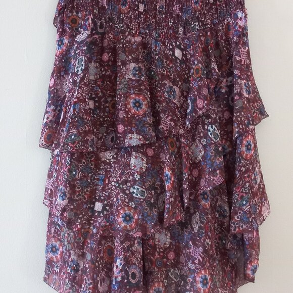 ISABEL MARANT ETOILE NWT Brigitte Plum tiered moto boho asymetrical skirt - Picture 13 of 15